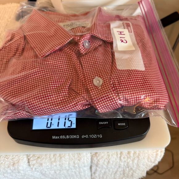 Mizzen Main Mens Gingham Red Long Sleeve Button Down Trim Fit Shirt Size Large - Picture 9 of 9